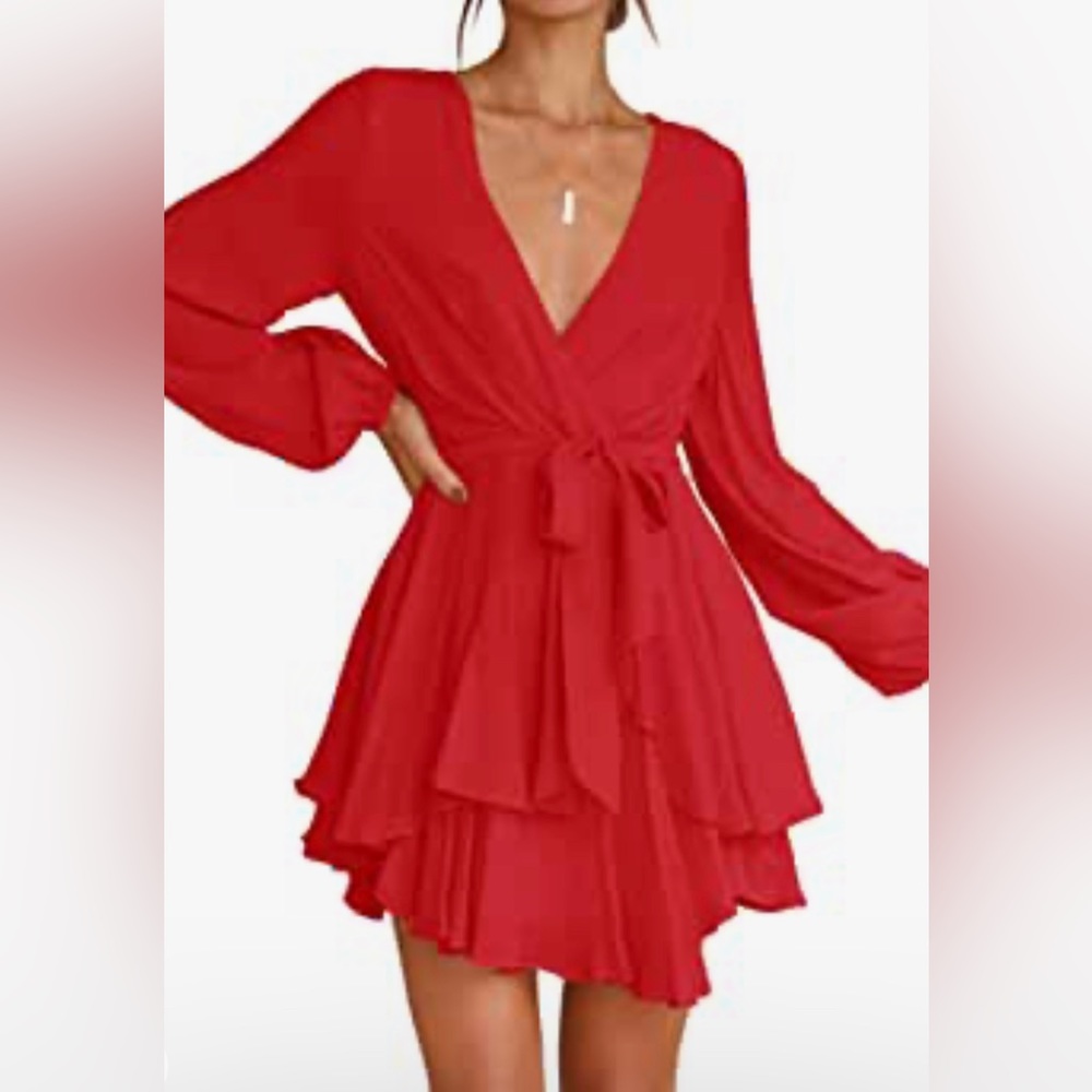 NWT Tie Waist Ruffle Hem Mini Dresses, AVAILABLE IN MULTIPLE COLORS AND SIZES
